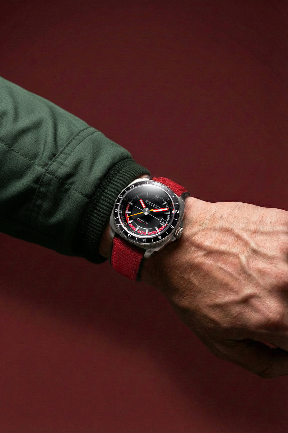 Cadola Men's 41mm Overdrive Automatic Canvas & Silicone Strap Watch