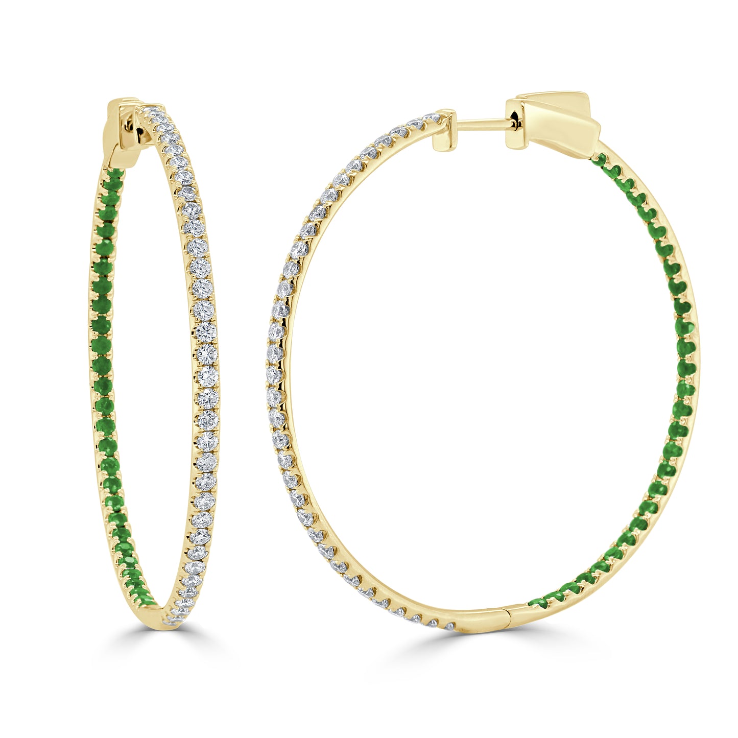 Sabrina Designs 14K Gold 1.23ctw Diamond & Precious Gem Inside-Out Hoop Earrings