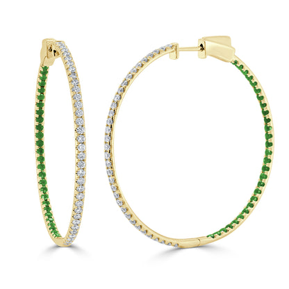 Sabrina Designs 14K Gold 1.23ctw Diamond & Precious Gem Inside-Out Hoop Earrings