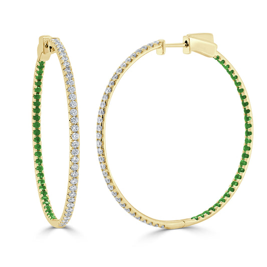 Sabrina Designs 14K Gold 1.23ctw Diamond & Precious Gem Inside-Out Hoop Earrings