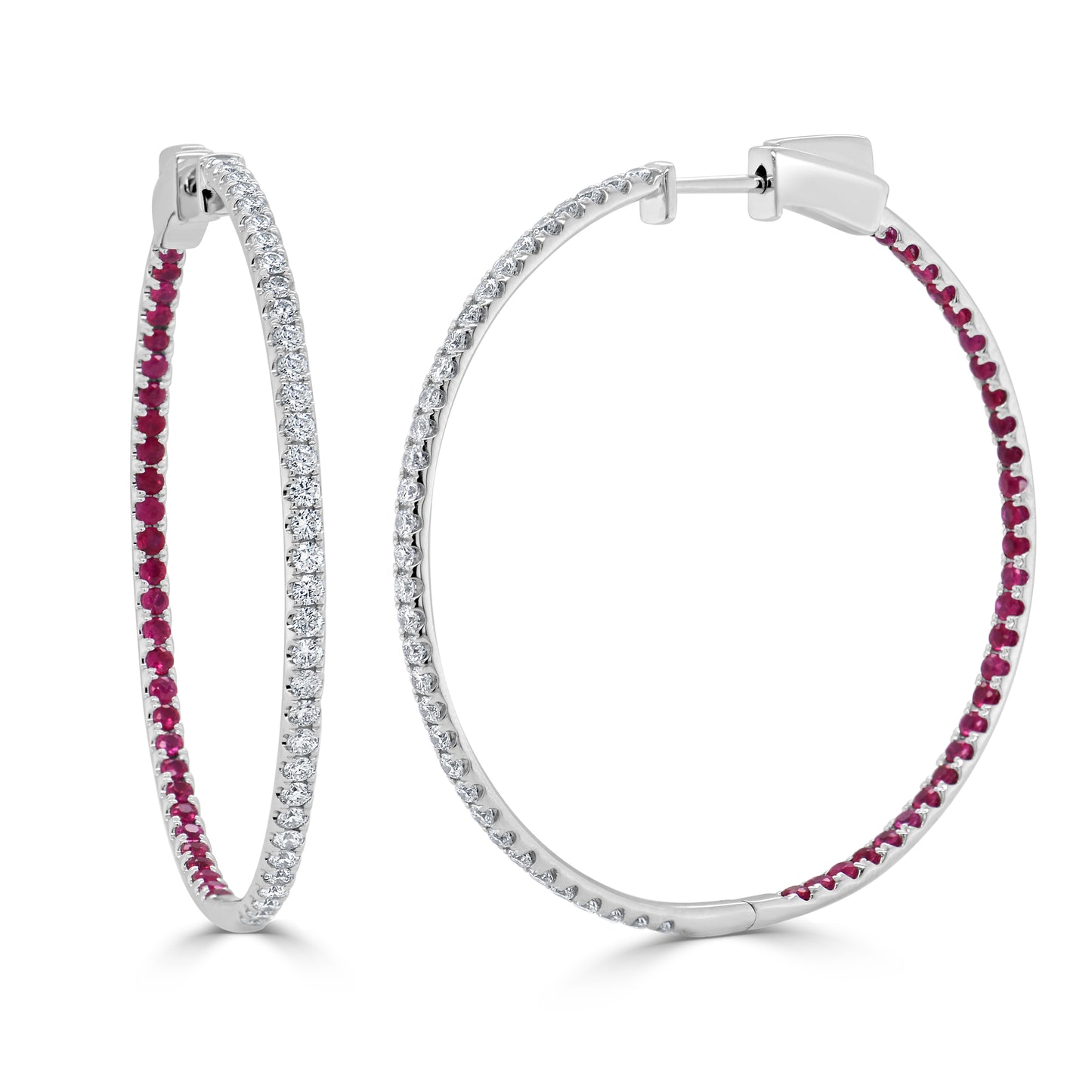 Sabrina Designs 14K Gold 1.23ctw Diamond & Precious Gem Inside-Out Hoop Earrings