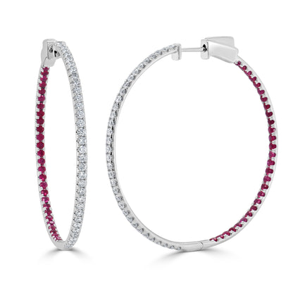Sabrina Designs 14K Gold 1.23ctw Diamond & Precious Gem Inside-Out Hoop Earrings