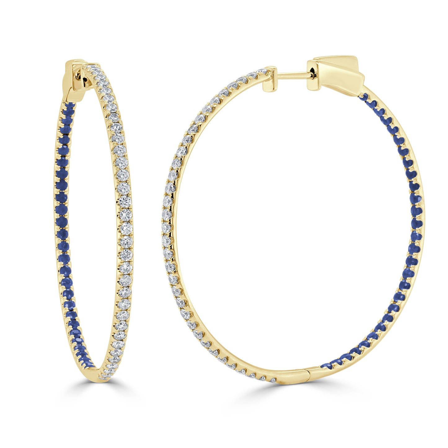 Sabrina Designs 14K Gold 1.23ctw Diamond & Precious Gem Inside-Out Hoop Earrings