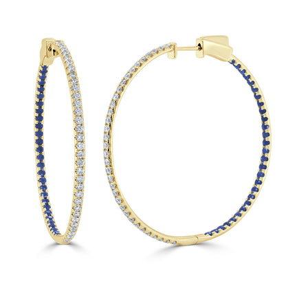 Sabrina Designs 14K Gold 1.23ctw Diamond & Precious Gem Inside-Out Hoop Earrings