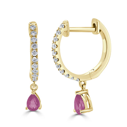 Sabrina Designs 14K Gold Diamond & Gemstone Charm Hoop Earrings