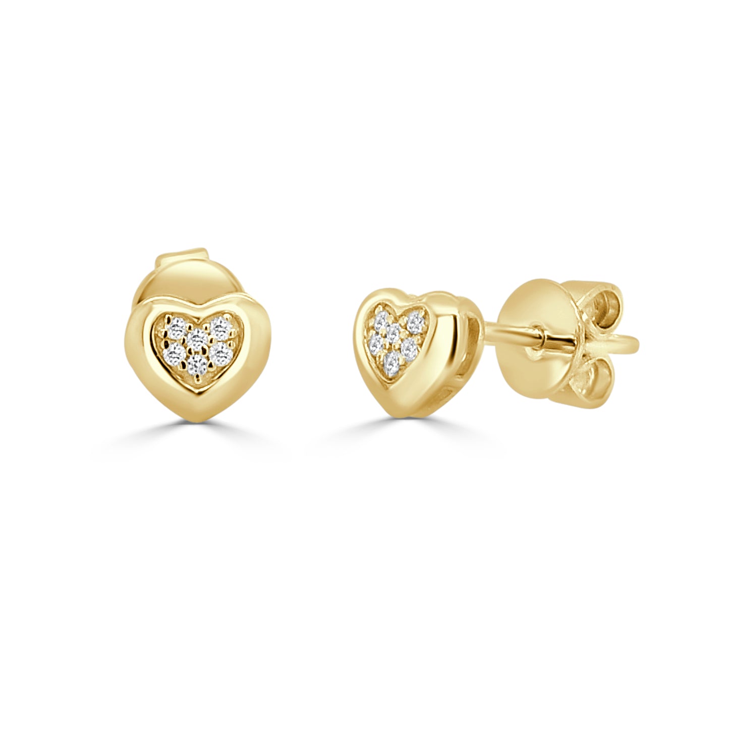 Sabrina Designs 14K Gold 0.04ctw Diamond Pave Heart-Shaped Bezel-Set Stud Earrings