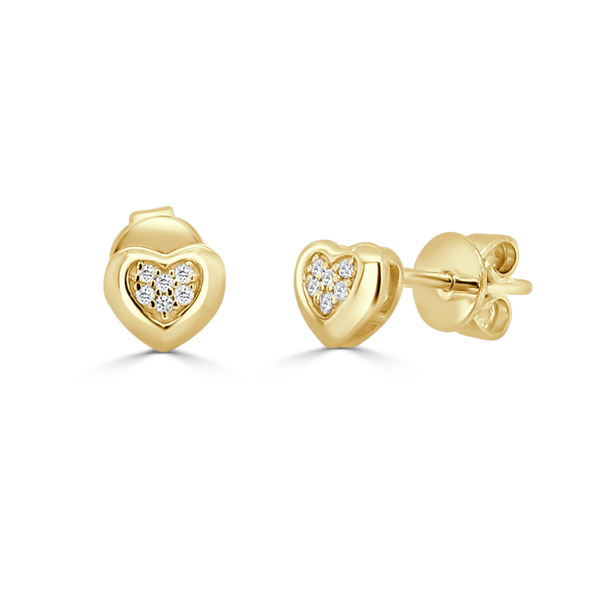 Sabrina Designs 14K Gold 0.04ctw Diamond Pave Heart-Shaped Bezel-Set Stud Earrings
