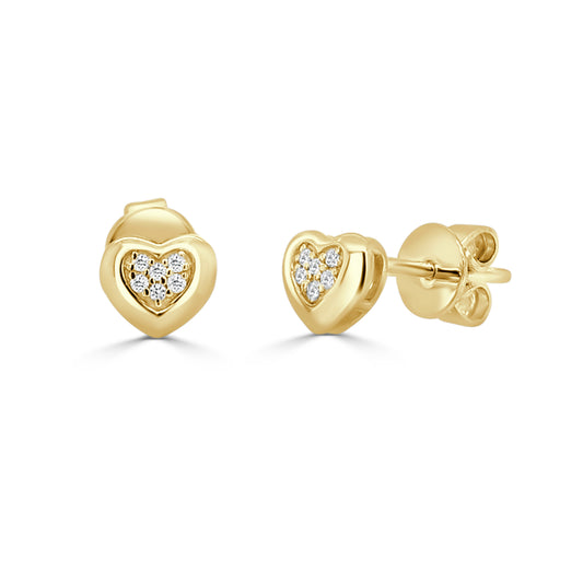 Sabrina Designs 14K Gold 0.04ctw Diamond Pave Heart-Shaped Bezel-Set Stud Earrings