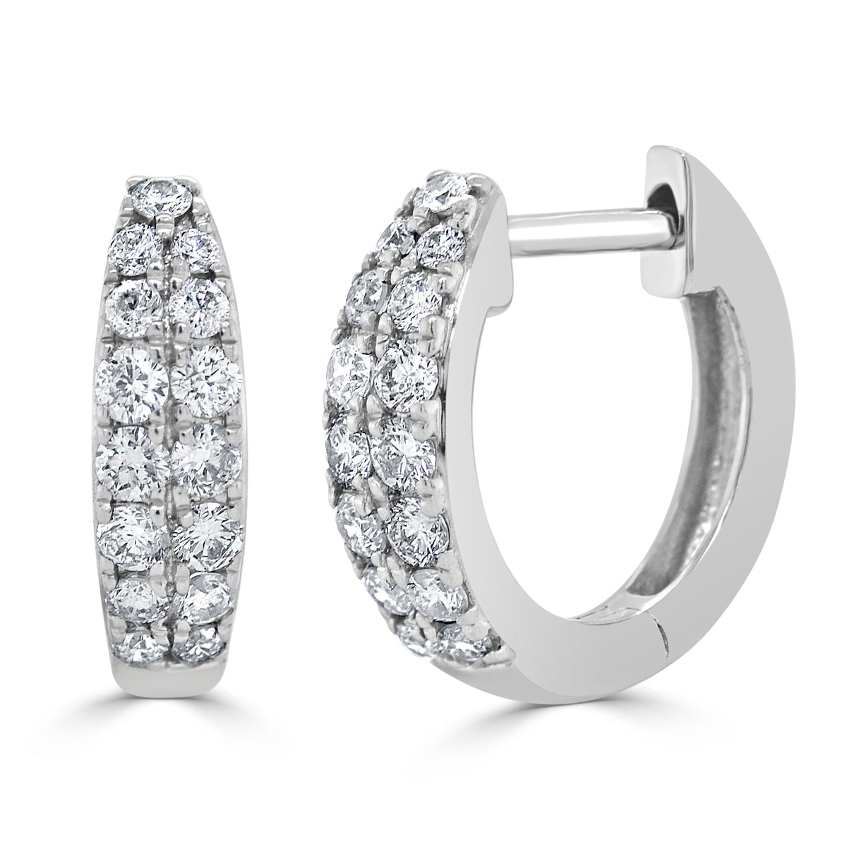 Sabrina Designs 14K Gold 0.37ctw Diamond Double Row Huggie Hoop Earrings