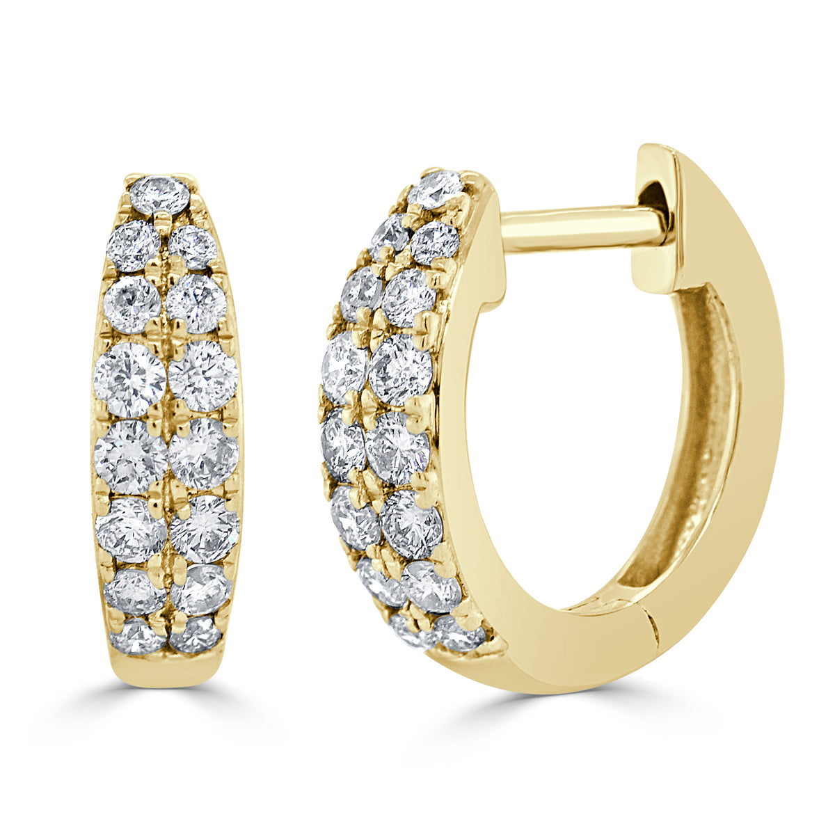 Sabrina Designs 14K Gold 0.37ctw Diamond Double Row Huggie Hoop Earrings