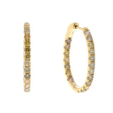 Beverly Hills Elegance 14K Gold 2.00ctw Multi-Color Diamond Hoop Earrings