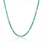 Sabrina Designs 14K Gold Turquoise & Diamond 16" Tennis Necklace