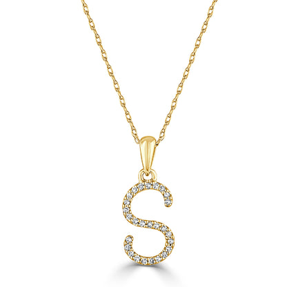 Sabrina Designs 14K Gold 0.06ctw Diamond Initial Pendant with Chain