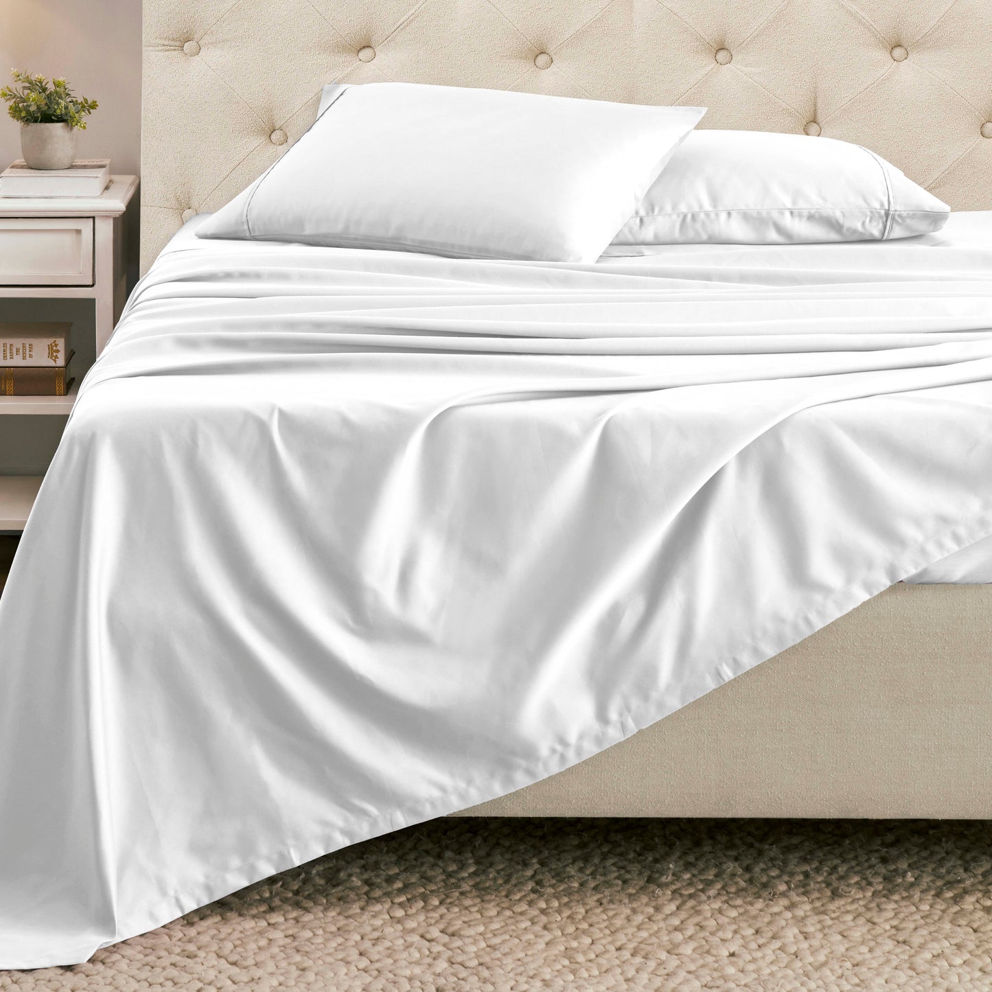 Superior 1500 Thread Count Cotton Blend Deep Pocket Solid 4-Piece Sheet Set