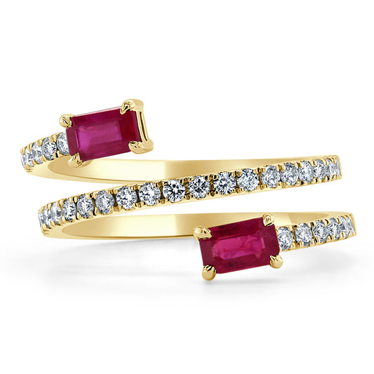 Sabrina Designs 14K Gold Baguette Ruby & Diamond Wrap Ring