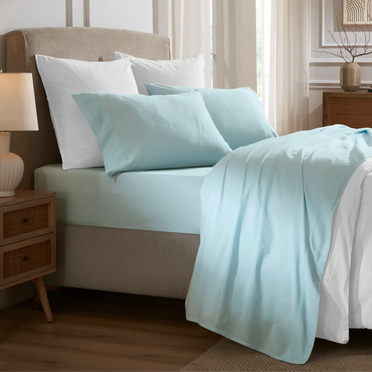 Superior "Carmen" Cotton Solid Deep Pocket Sheet Set