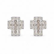 Sterling Silver Diamond Accented Cross Stud Earrings