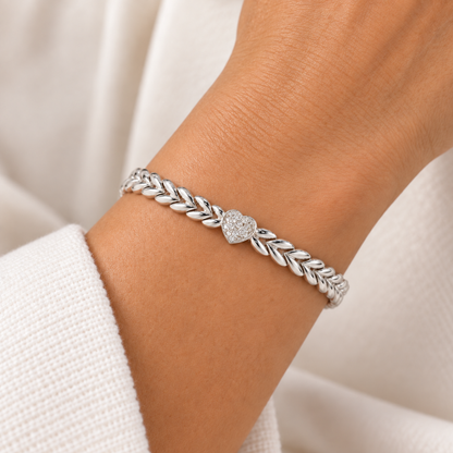 Sterling Silver 0.25ctw Diamond Cluster Station Open Link Bracelet