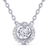 TRYNDI Rhodium Plated Swarovski Crystal Halo Pendant Necklace