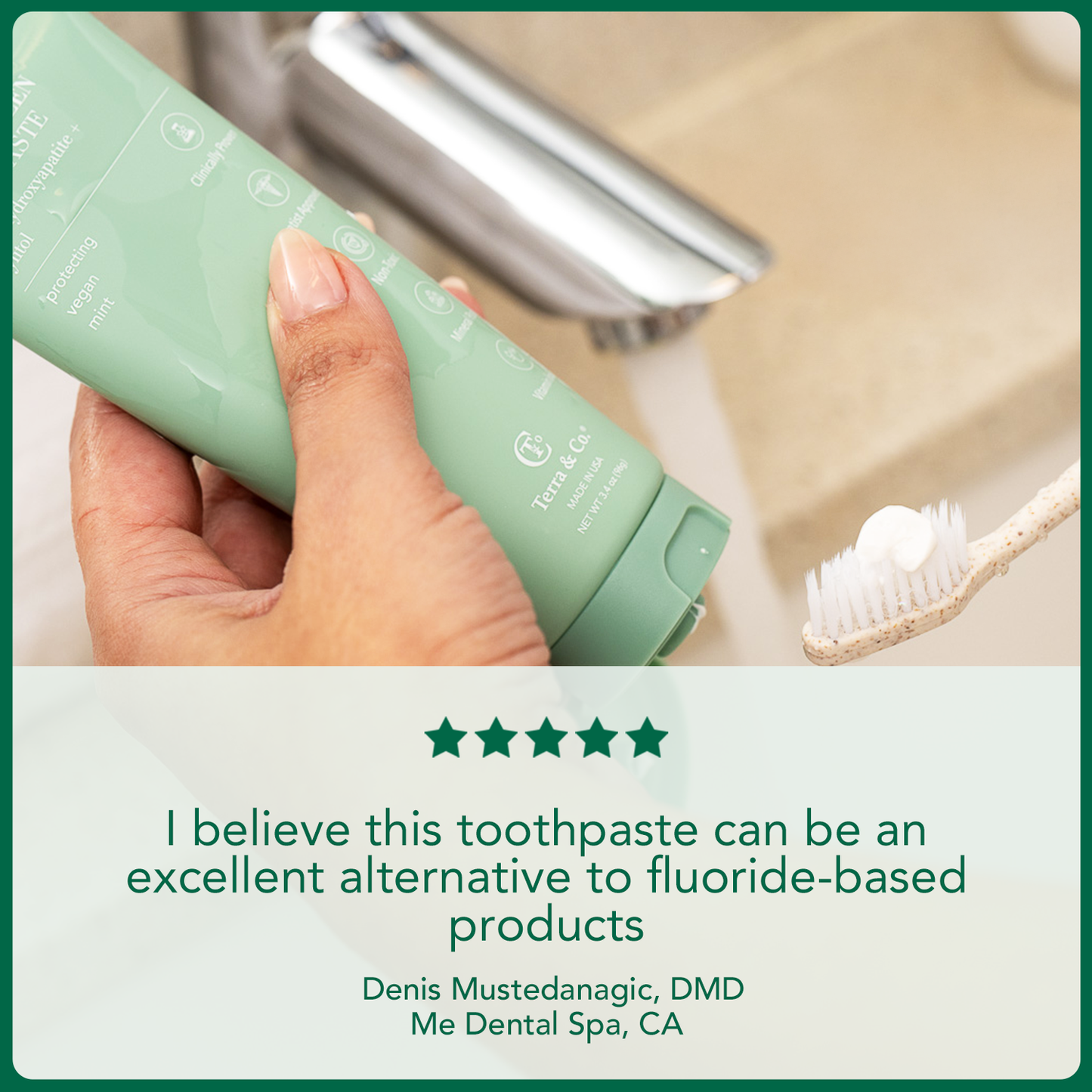 Terra & Co. Gentle Green™ Fluoride-Free Sensitive Toothpaste with Hydroxyapatite & B12