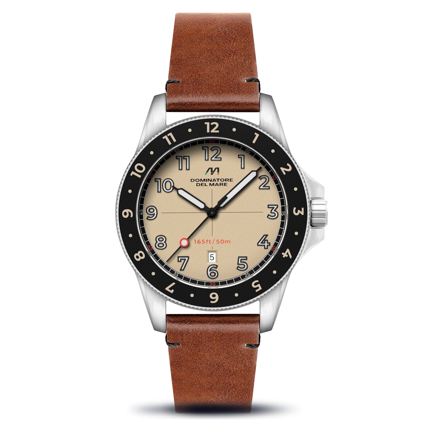 Dominatore Del Mare Men's 42mm Bandiera Quartz Leather Strap Watch