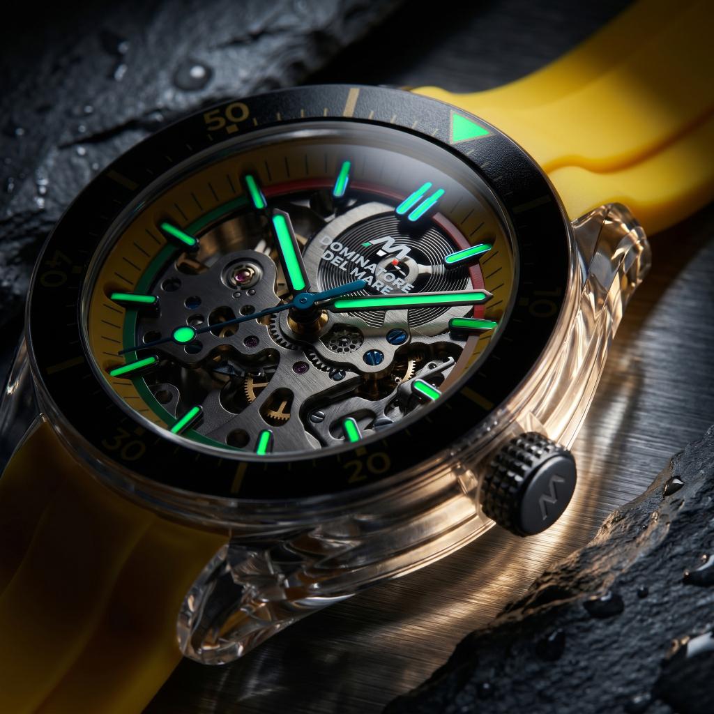 Dominatore Del Mare Men's 42mm Ortona Automatic Skeletonized Dial Silicone Strap Watch