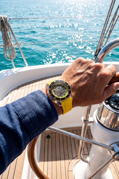 Dominatore Del Mare Men's 42mm Ortona Automatic Skeletonized Dial Silicone Strap Watch