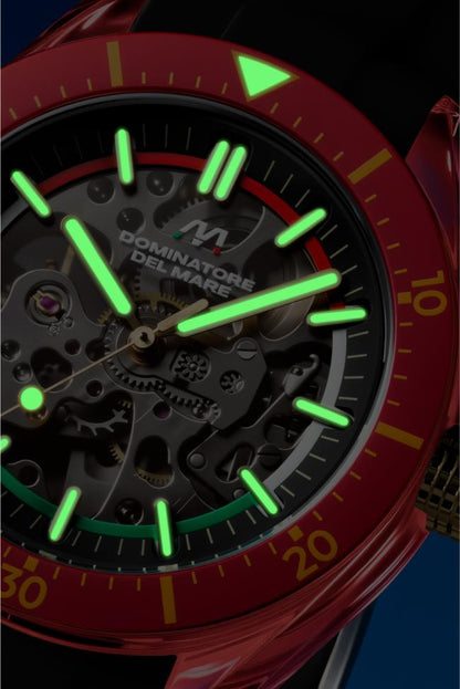 Dominatore Del Mare Men's 42mm Ortona Automatic Skeletonized Dial Silicone Strap Watch