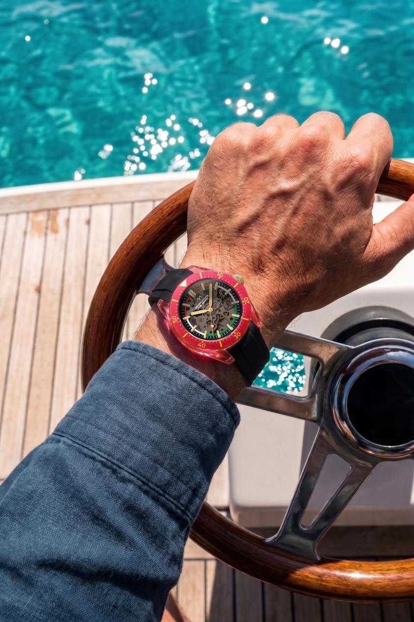 Dominatore Del Mare Men's 42mm Ortona Automatic Skeletonized Dial Silicone Strap Watch