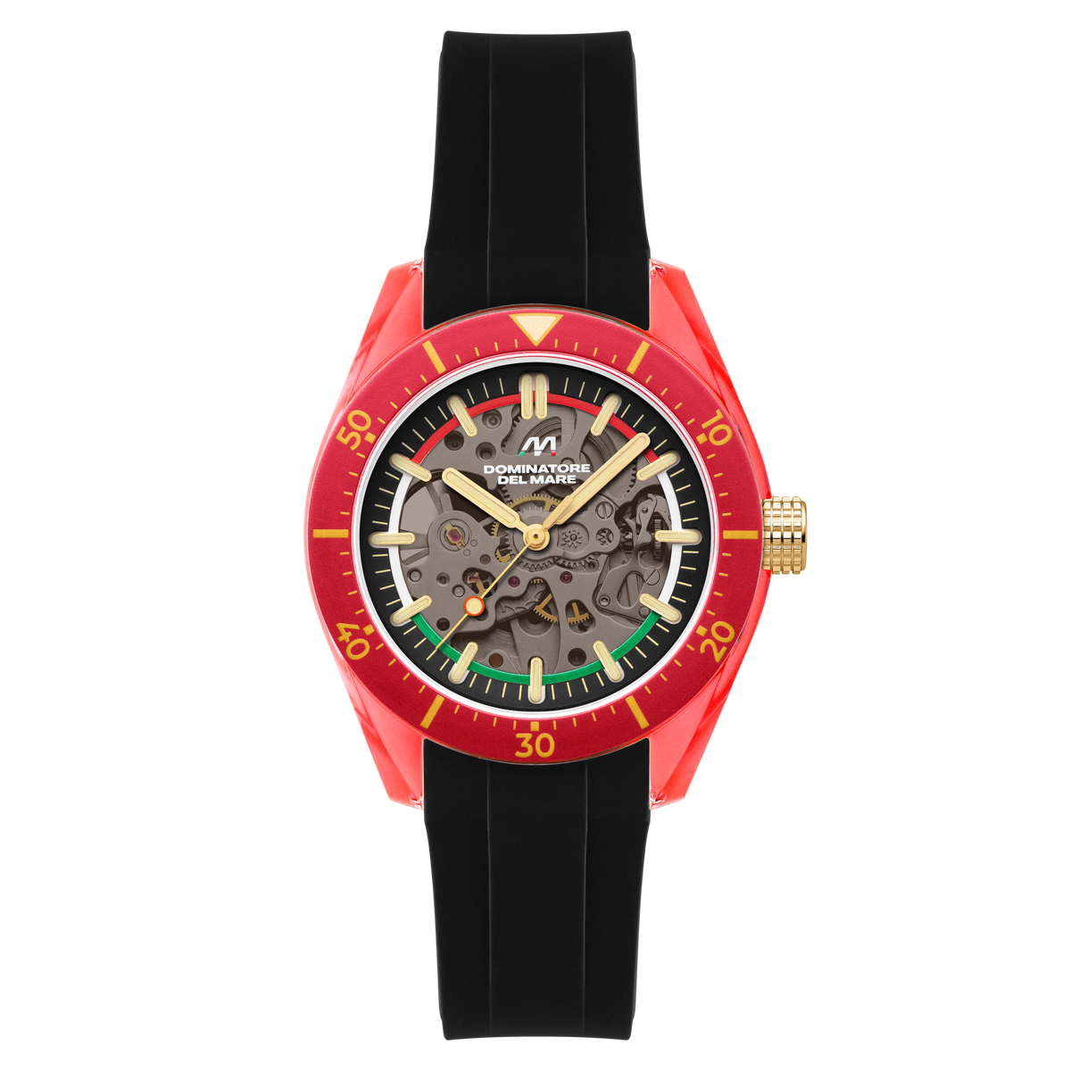 Dominatore Del Mare Men's 42mm Ortona Automatic Skeletonized Dial Silicone Strap Watch