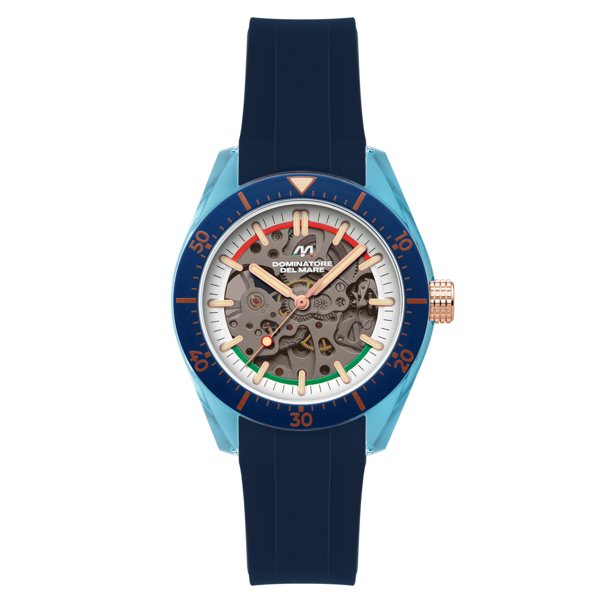 Dominatore Del Mare Men's 42mm Ortona Automatic Skeletonized Dial Silicone Strap Watch