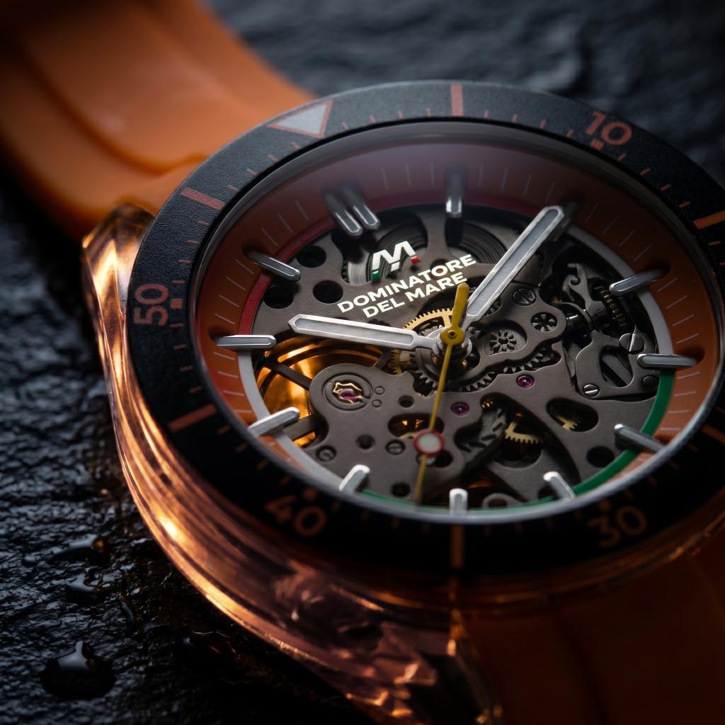 Dominatore Del Mare Men's 42mm Ortona Automatic Skeletonized Dial Silicone Strap Watch