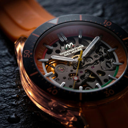 Dominatore Del Mare Men's 42mm Ortona Automatic Skeletonized Dial Silicone Strap Watch