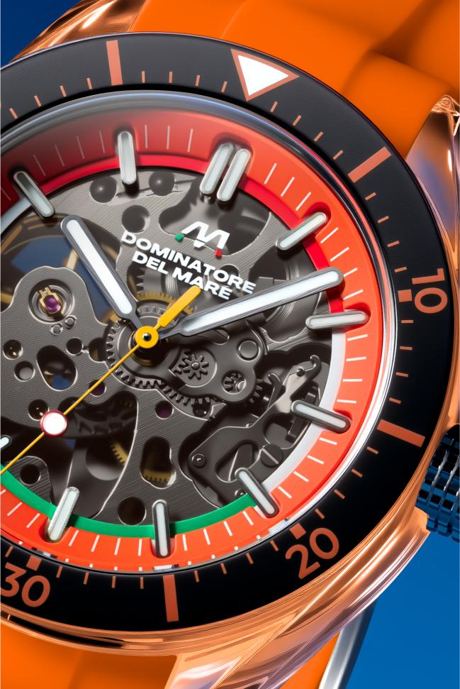 Dominatore Del Mare Men's 42mm Ortona Automatic Skeletonized Dial Silicone Strap Watch