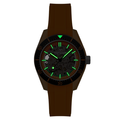Dominatore Del Mare Men's 42mm Ortona Automatic Skeletonized Dial Silicone Strap Watch