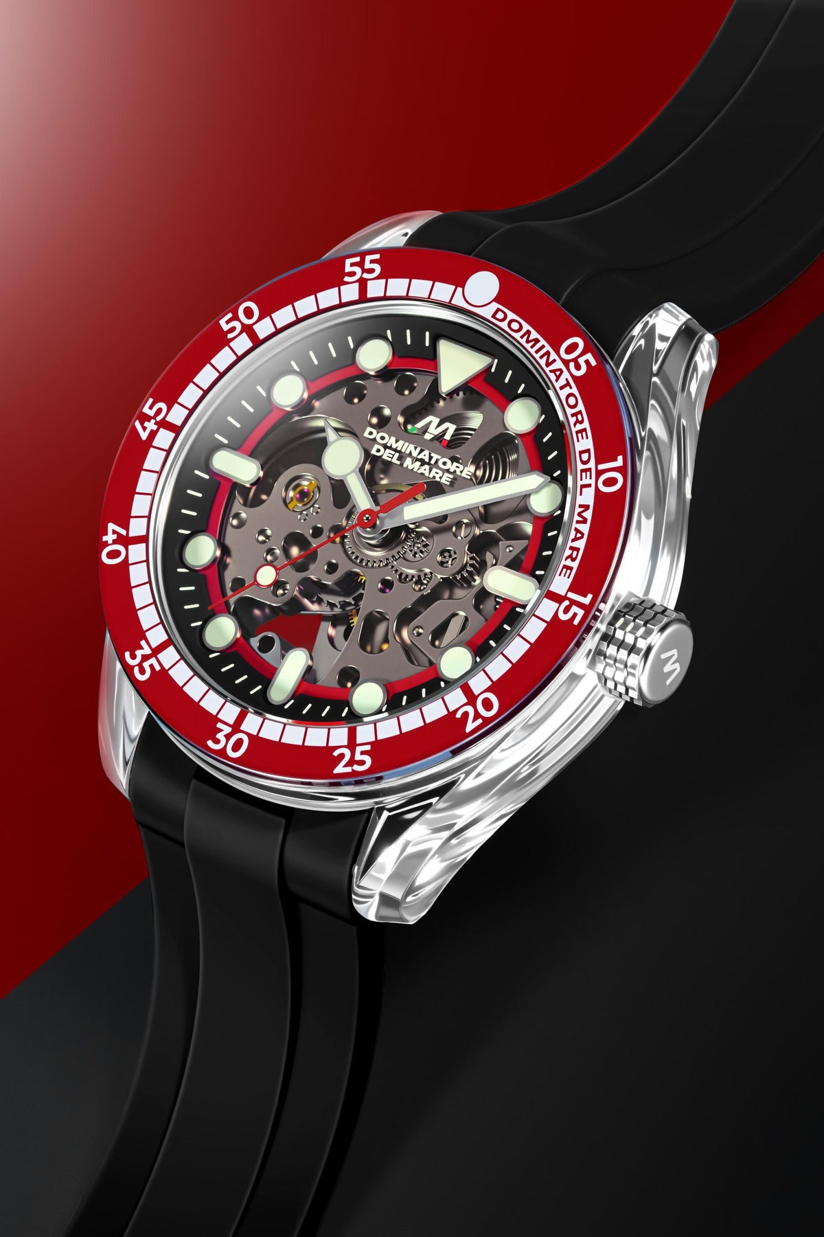 Dominatore Del Mare Men's 42mm Positano Automatic Skeletonized Dial Silicone Strap Watch