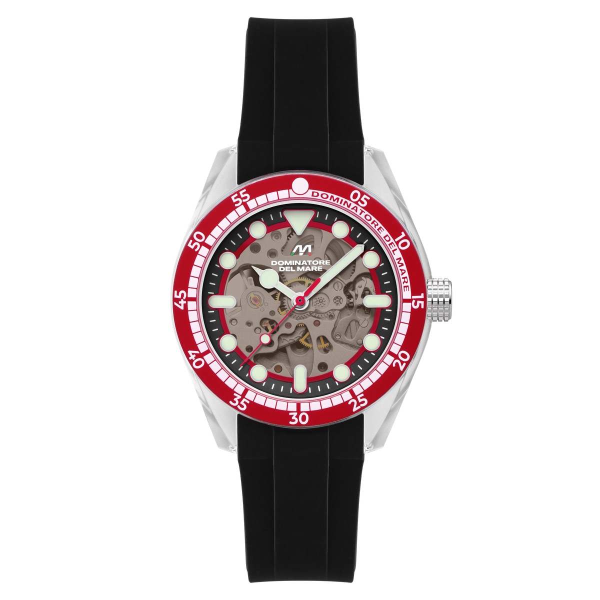 Dominatore Del Mare Men's 42mm Positano Automatic Skeletonized Dial Silicone Strap Watch