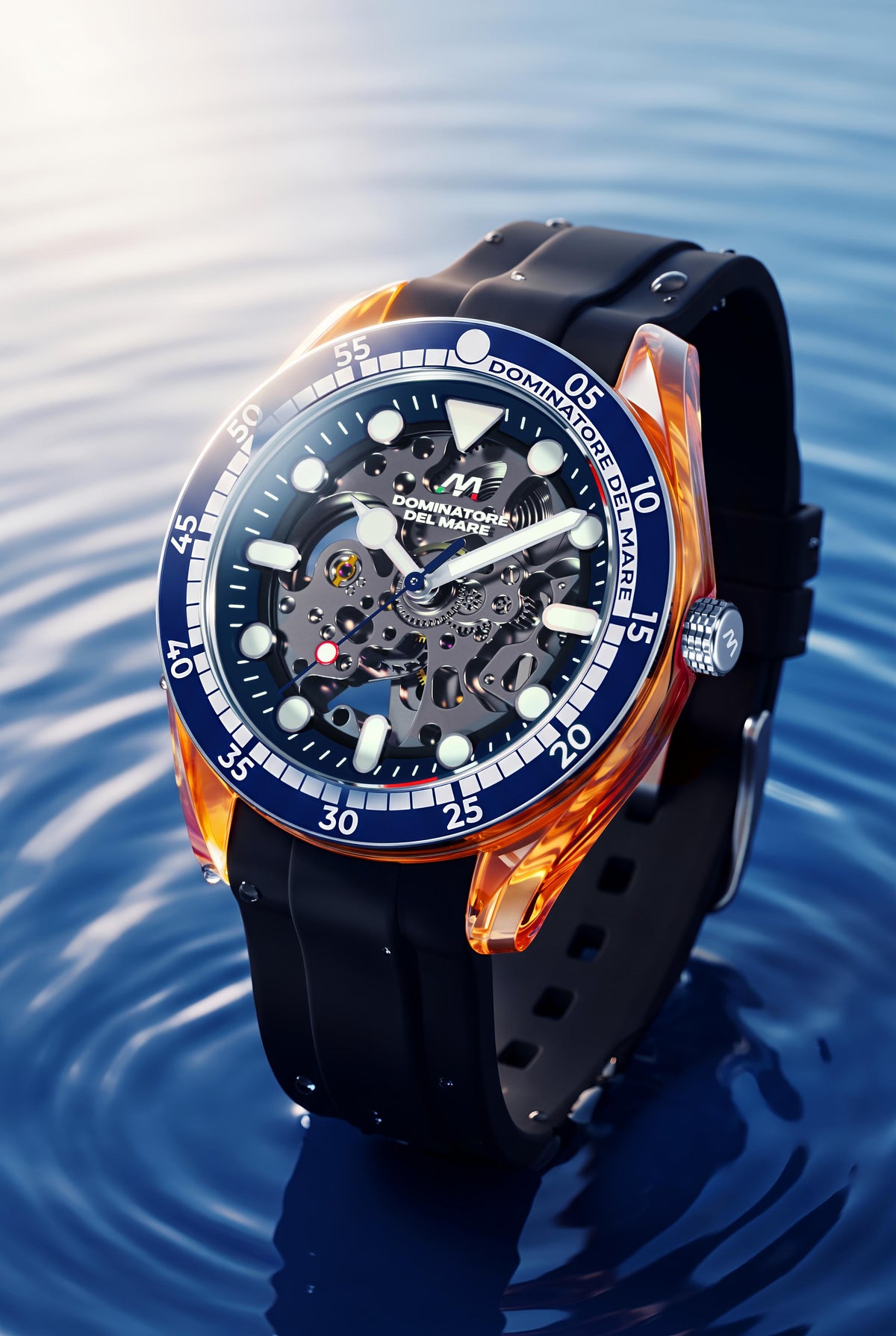 Dominatore Del Mare Men's 42mm Positano Automatic Skeletonized Dial Silicone Strap Watch