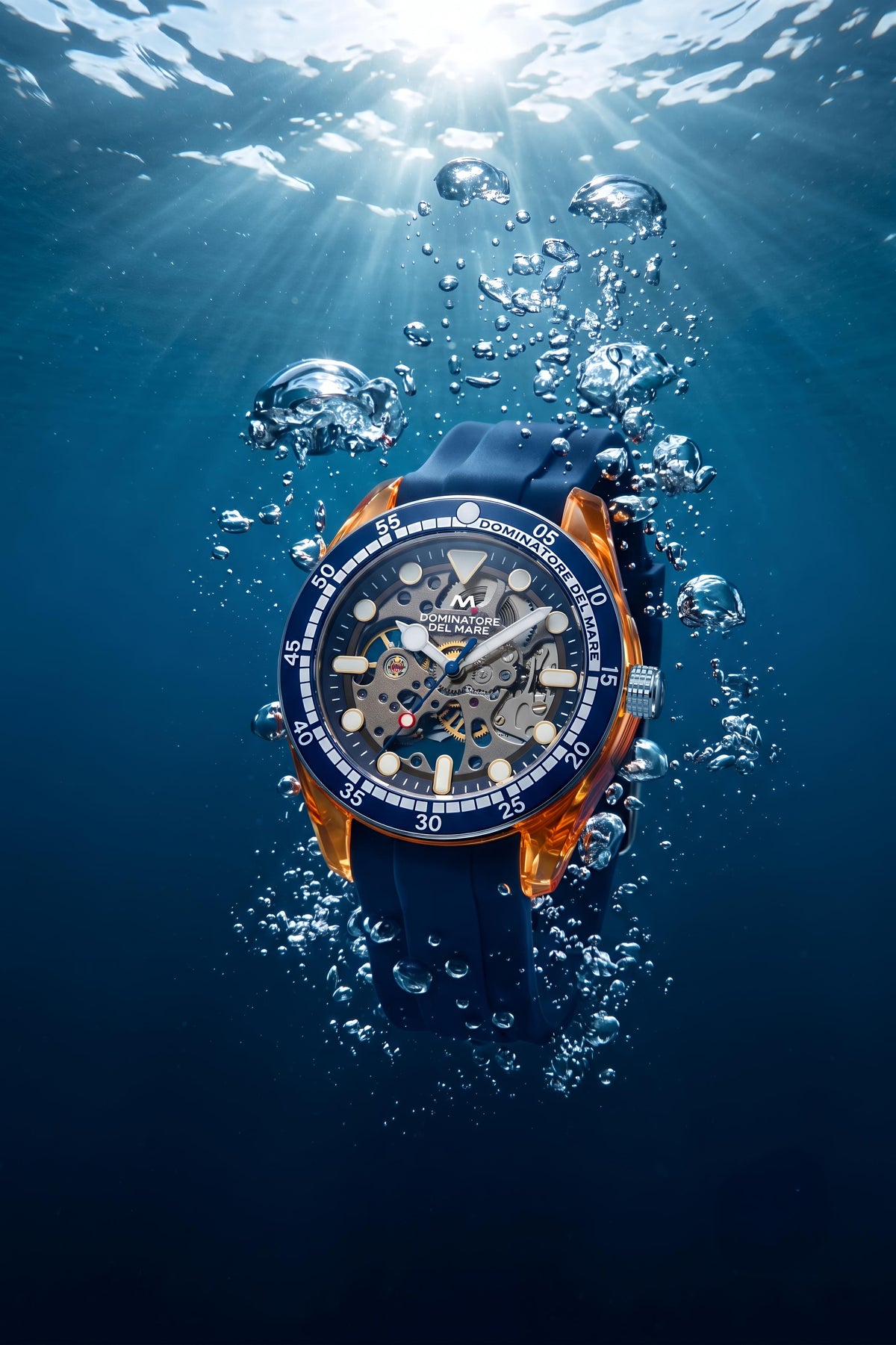 Dominatore Del Mare Men's 42mm Positano Automatic Skeletonized Dial Silicone Strap Watch
