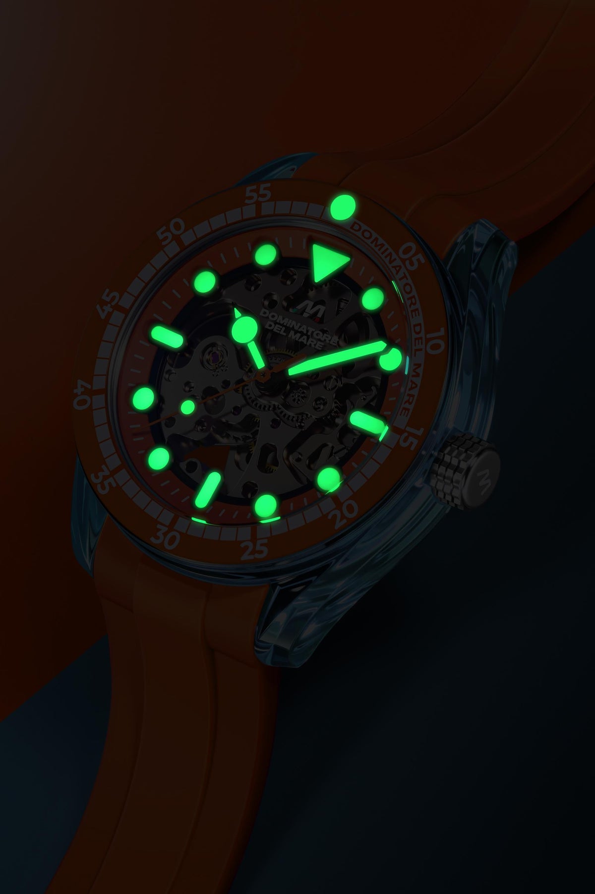 Dominatore Del Mare Men's 42mm Positano Automatic Skeletonized Dial Silicone Strap Watch