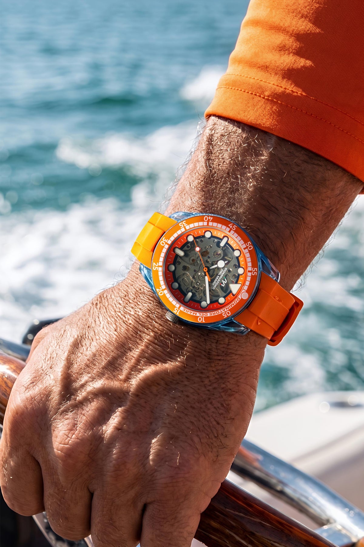 Dominatore Del Mare Men's 42mm Positano Automatic Skeletonized Dial Silicone Strap Watch