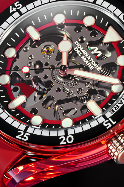 Dominatore Del Mare Men's 42mm Positano Automatic Skeletonized Dial Silicone Strap Watch