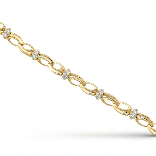 10K Gold 0.25ctw Diamond Fashion Interlocking Link Bracelet
