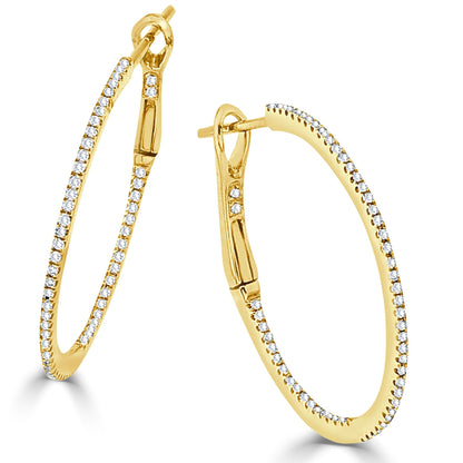 Sabrina Designs 14K Gold 0.43ctw Diamond 1.25" Hoop Earrings