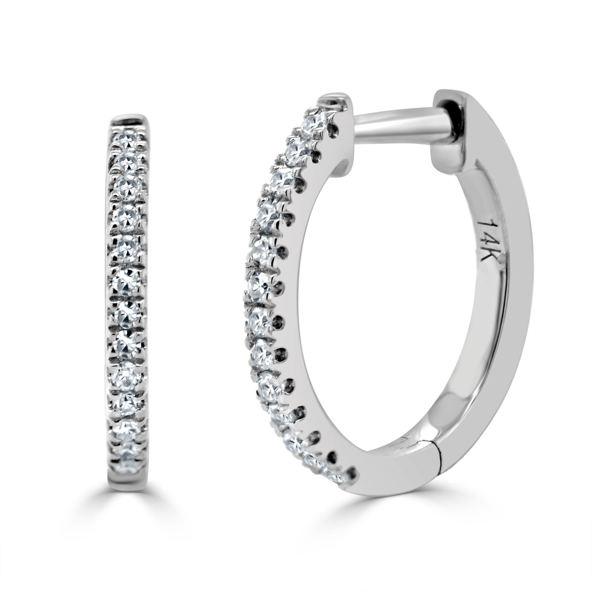 Sabrina Designs 14K Gold 0.08ctw Diamond Huggie Hoop Earrings