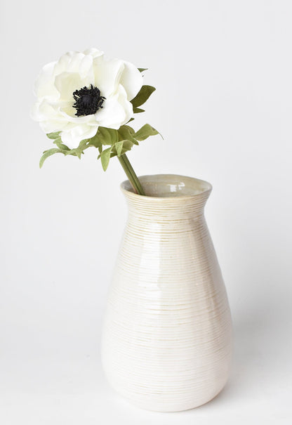 17" Faux Anemone White Stem
