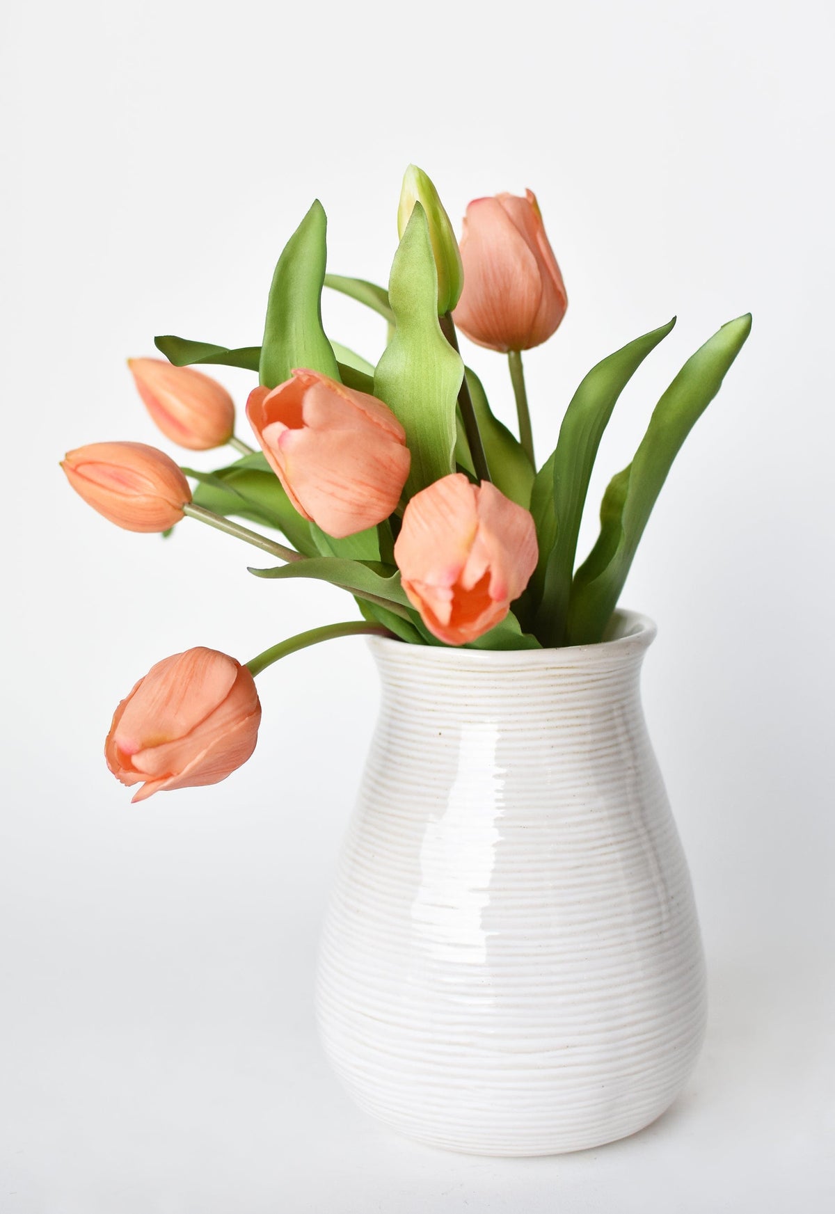 11.75" Faux Real Touch Orange Sorbet 7 Stem Tulip Bundle