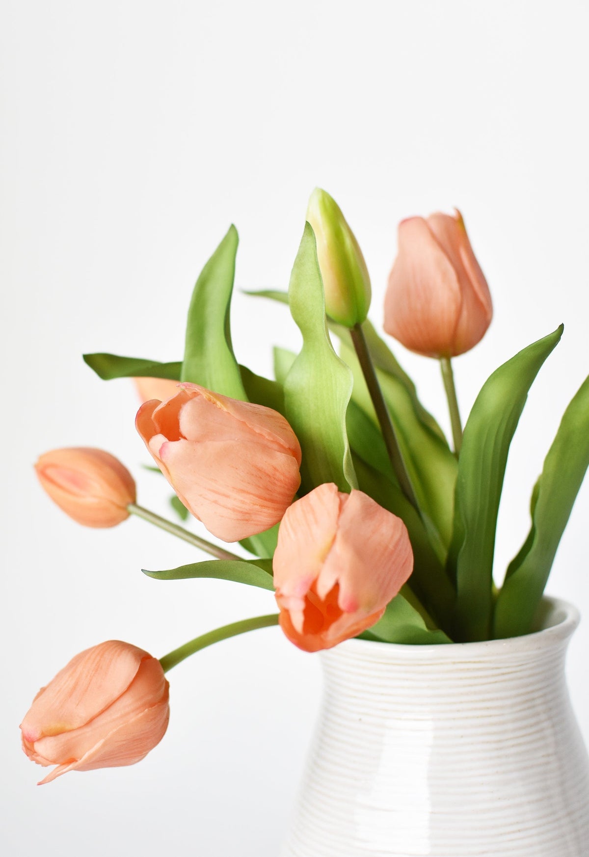 11.75" Faux Real Touch Orange Sorbet 7 Stem Tulip Bundle