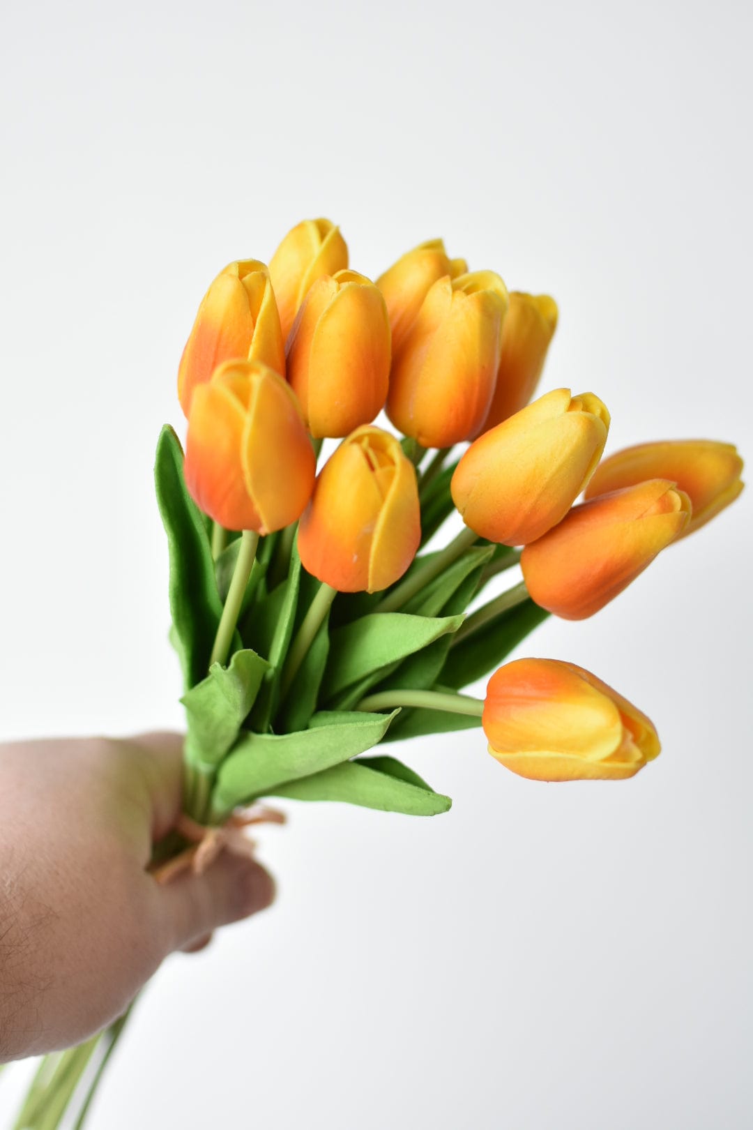 13.5" Faux Real Touch Orange & Yellow 12 Stem Tulip Bundle