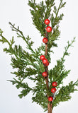24" Faux Cedar Spray w/ Red Berry Stem